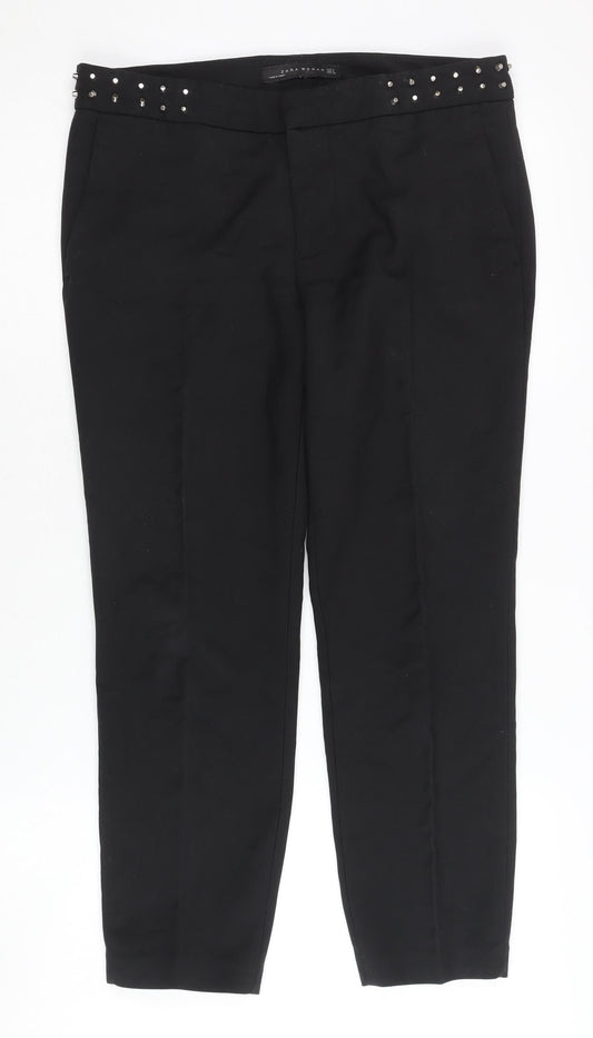 Zara Women Black Straight Trousers, Size S