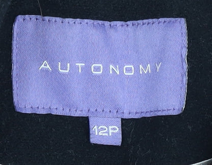 Autonomy Women's Black Pea Coat, Size 12, Classic Winter Wear