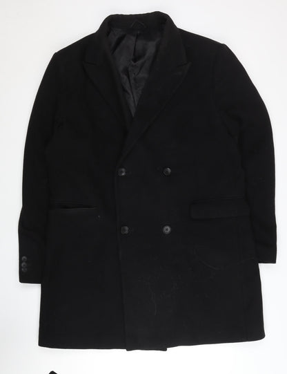 Mens UK Size 46R Moss London Black Overcoat