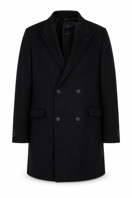 Mens UK Size 46R Moss London Black Overcoat