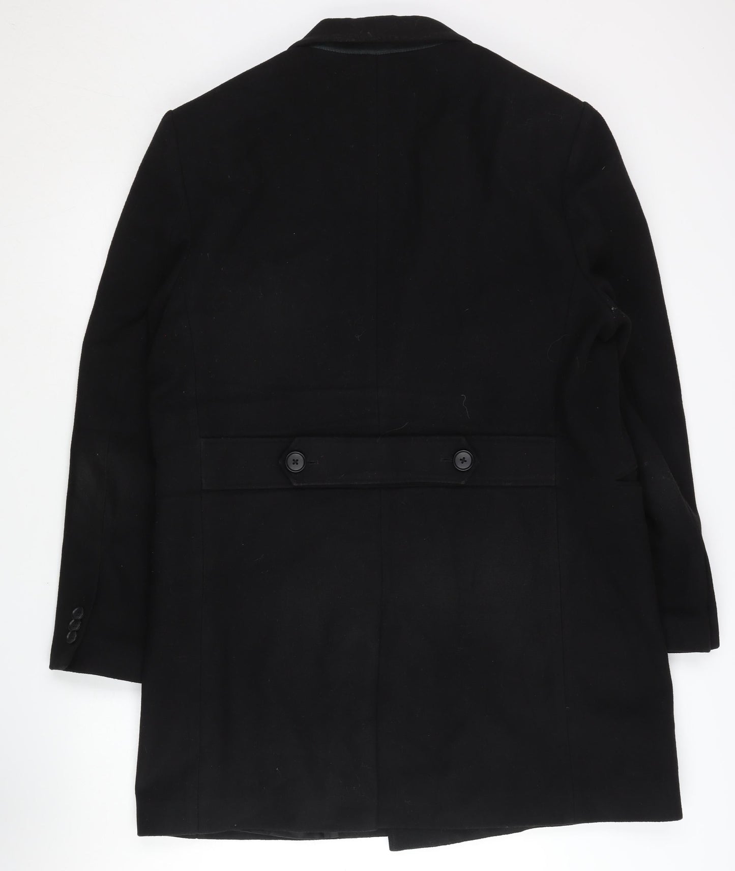 Mens UK Size 46R Moss London Black Overcoat