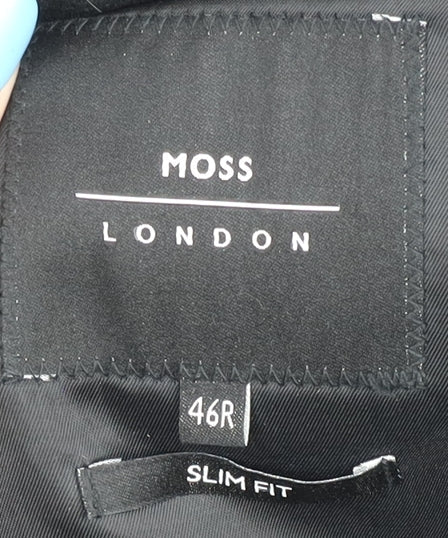 Mens UK Size 46R Moss London Black Overcoat