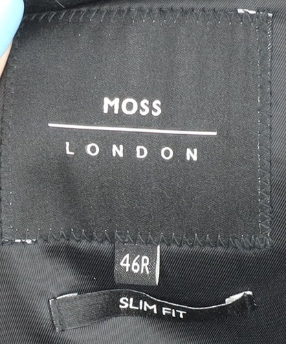 Mens UK Size 46R Moss London Black Overcoat