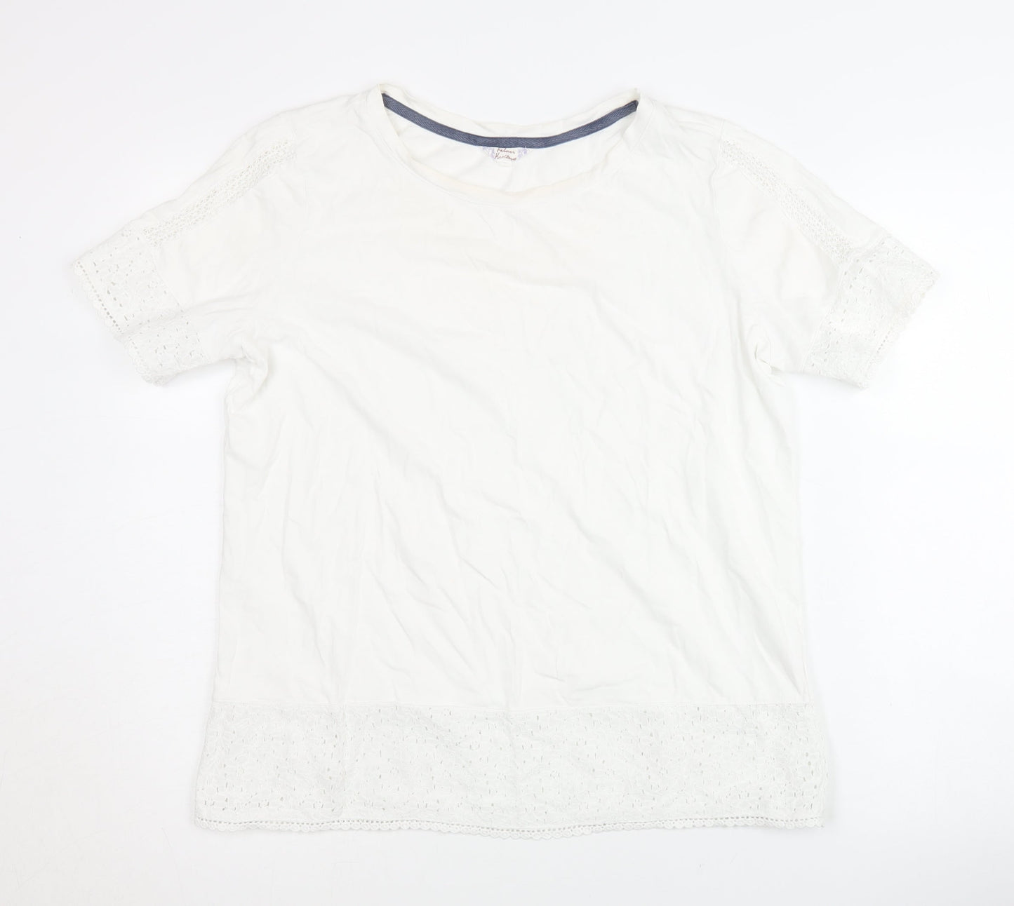 Balmar Heritage Women White Size 14 Crochet Trim T-Shirt