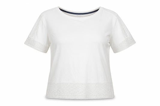 Balmar Heritage Women White Size 14 Crochet Trim T-Shirt