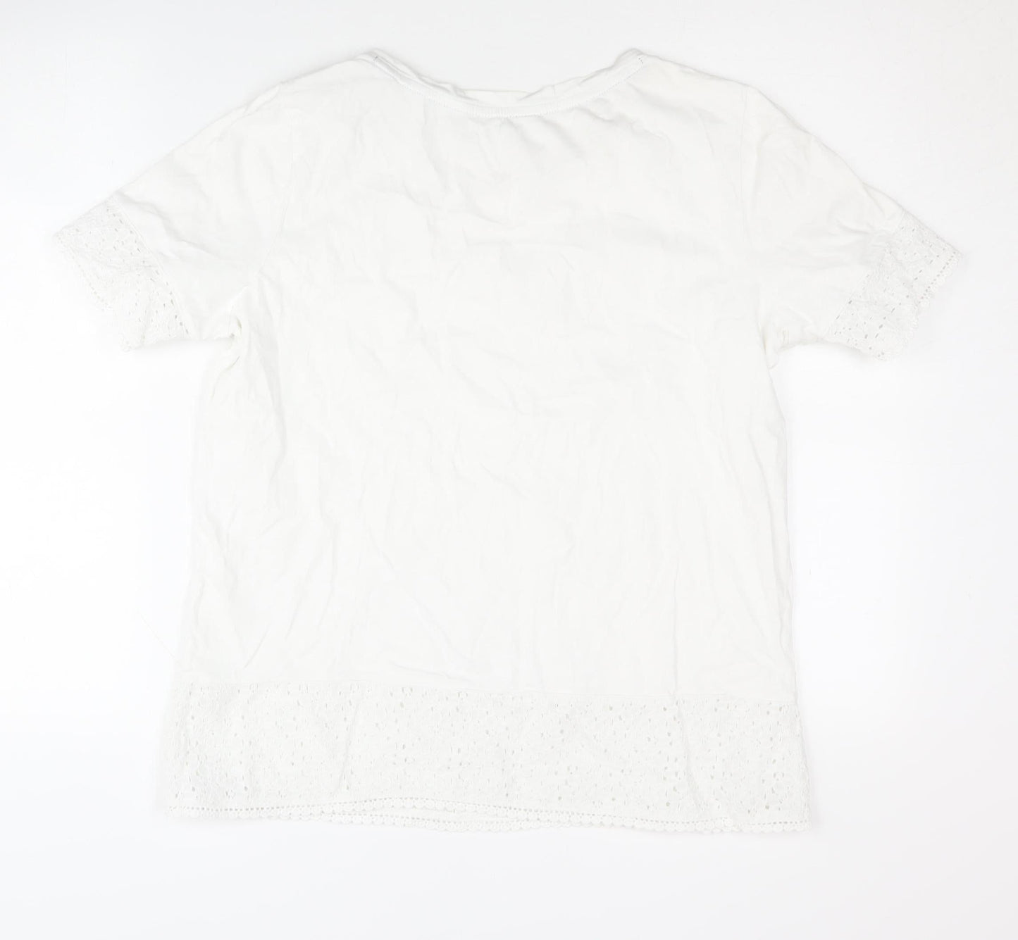 Balmar Heritage Women White Size 14 Crochet Trim T-Shirt