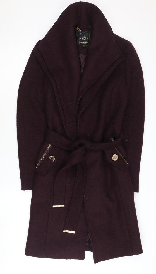 Lipsy Women's Purple Overcoat, Size 8, Belted, New