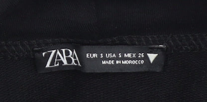 Zara Women Black Hoodie, Size 2, Lightweight, Casual