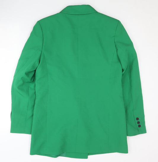 Stradivarius Women's Green Double-Breasted Blazer, Size 8