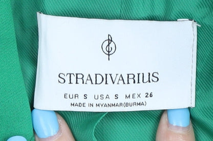 Stradivarius Women's Green Double-Breasted Blazer, Size 8