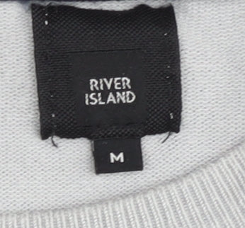 River Island Men's Grey Pullover Jumper Medium