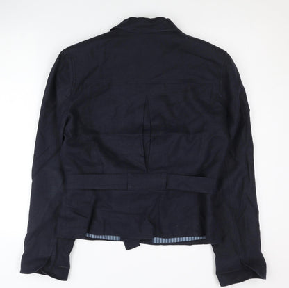 Next Women's Black Blazer Size 14, Belted Linen Jacket