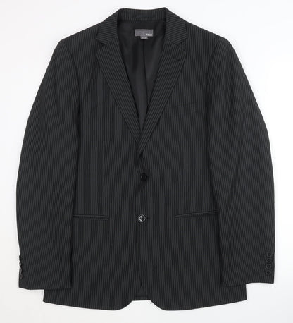 H&M Men's Black Striped Blazer, Size M, Regular Fit