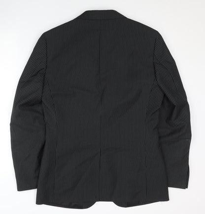 H&M Men's Black Striped Blazer, Size M, Regular Fit