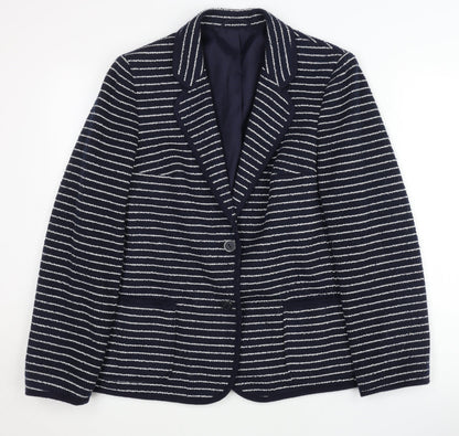 St Michael Women's Black Striped Blazer Size 14