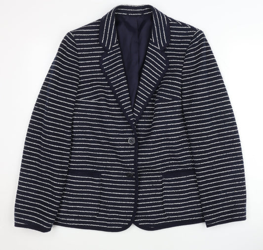 St Michael Women's Black Striped Blazer Size 14
