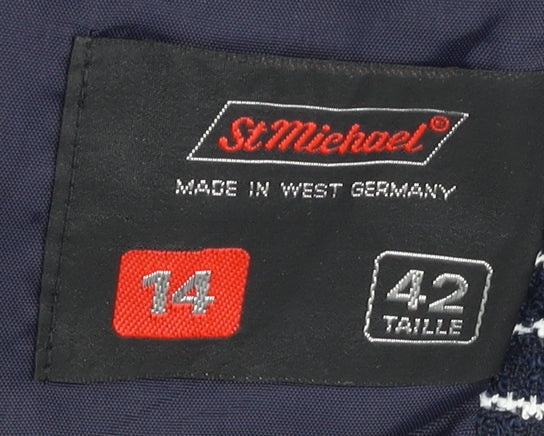 St Michael Women's Black Striped Blazer Size 14