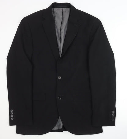 Next Men's Black Regular Fit Blazer, Size 36