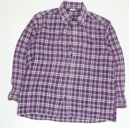 Damart Men's Purple Plaid Long Sleeve Button-Up Shirt XL