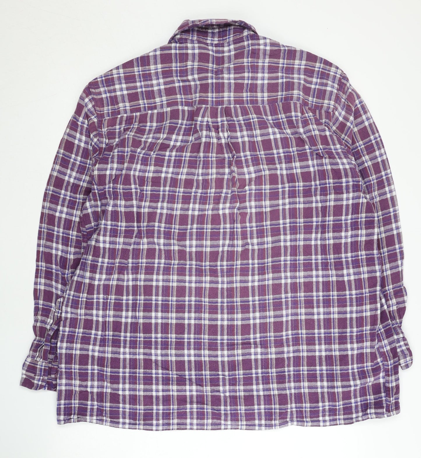 Damart Men's Purple Plaid Long Sleeve Button-Up Shirt XL