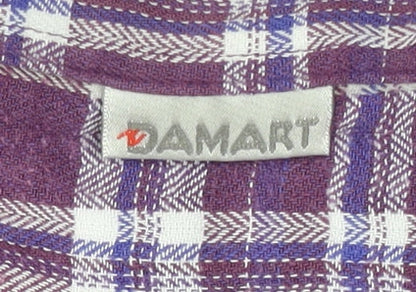 Damart Men's Purple Plaid Long Sleeve Button-Up Shirt XL
