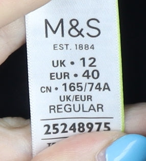Womens UK Size 12 Marks and Spencer Regular Fit Dress Pants Black Trousers