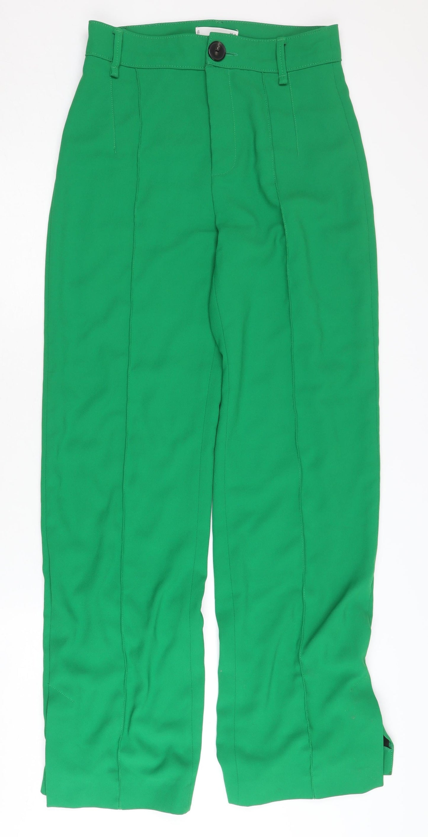 MNG Women's Green Trousers, Size 8, Straight Leg