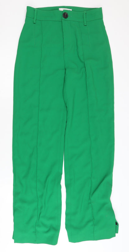 MNG Women's Green Trousers, Size 8, Straight Leg