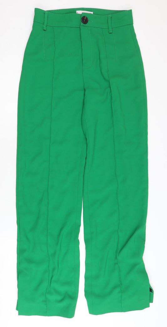 MNG Women's Green Trousers, Size 8, Straight Leg