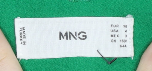 MNG Women's Green Trousers, Size 8, Straight Leg