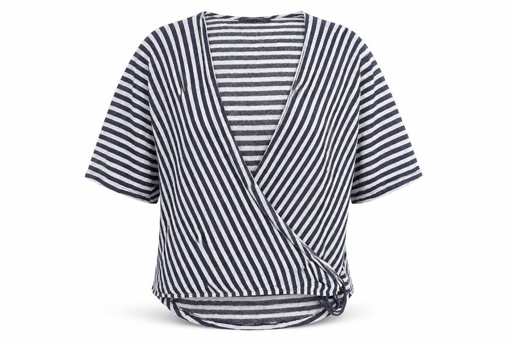 COIN 1804 Women's Black Stripe Wrap Jumper XL
