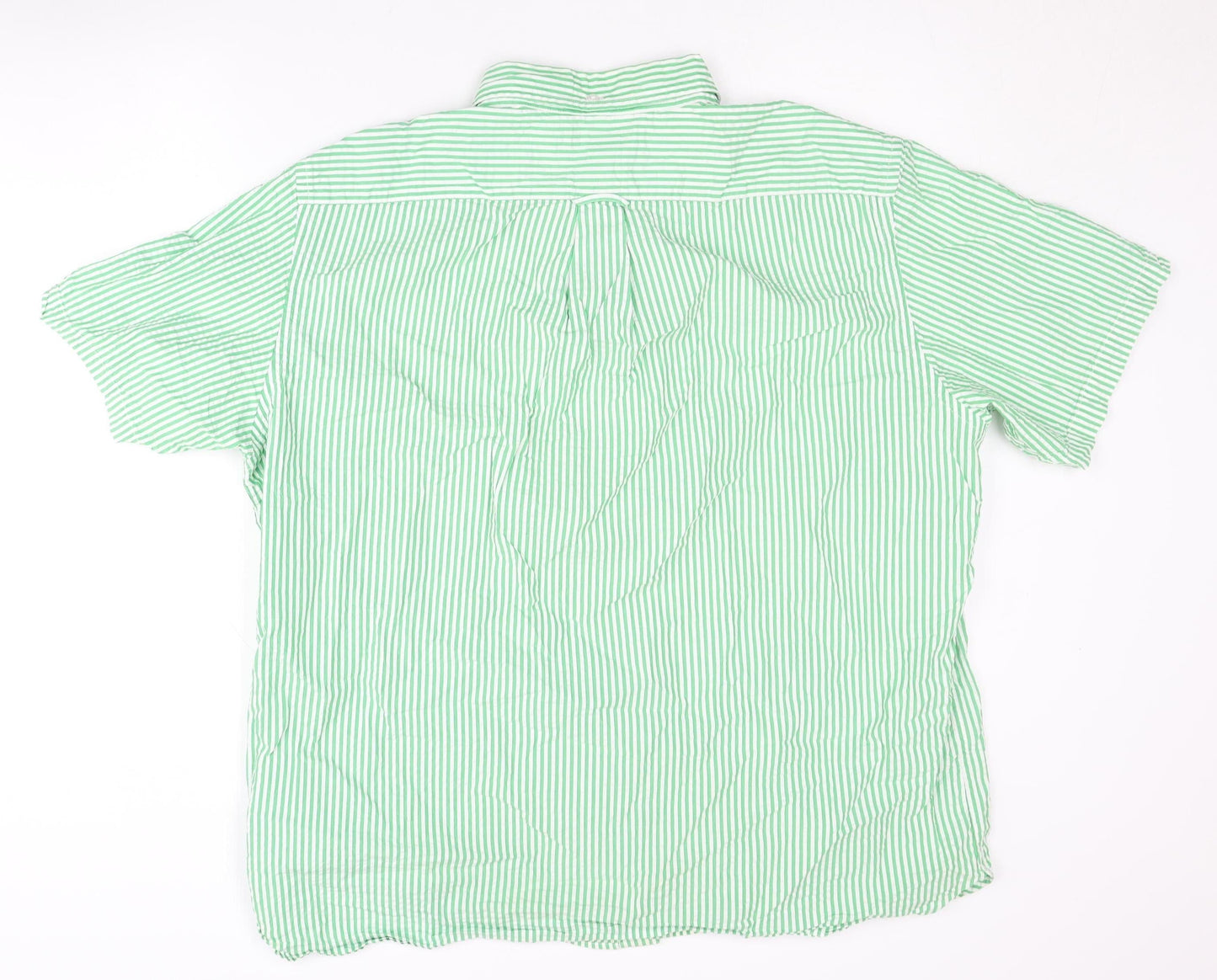 Lands' End Men's Green Striped Casual Shirt - XL