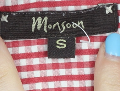 Womens UK Size S Monsoon Red Basic Button-Up