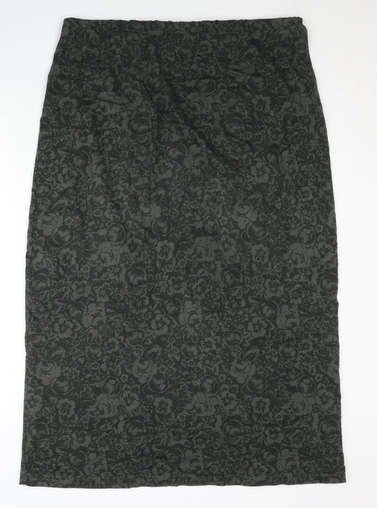 Laura Ashley Women's Grey Floral Midi Pencil Skirt
