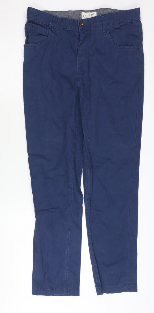 Soviet Men's Blue Chino Trousers Size 32