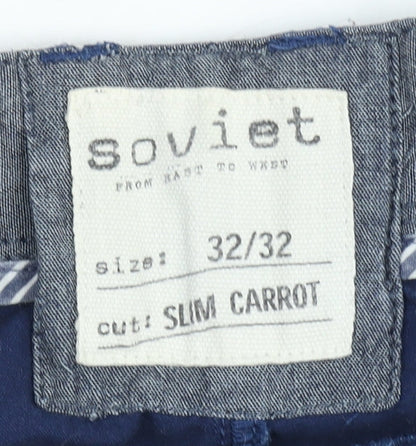 Soviet Men's Blue Chino Trousers Size 32