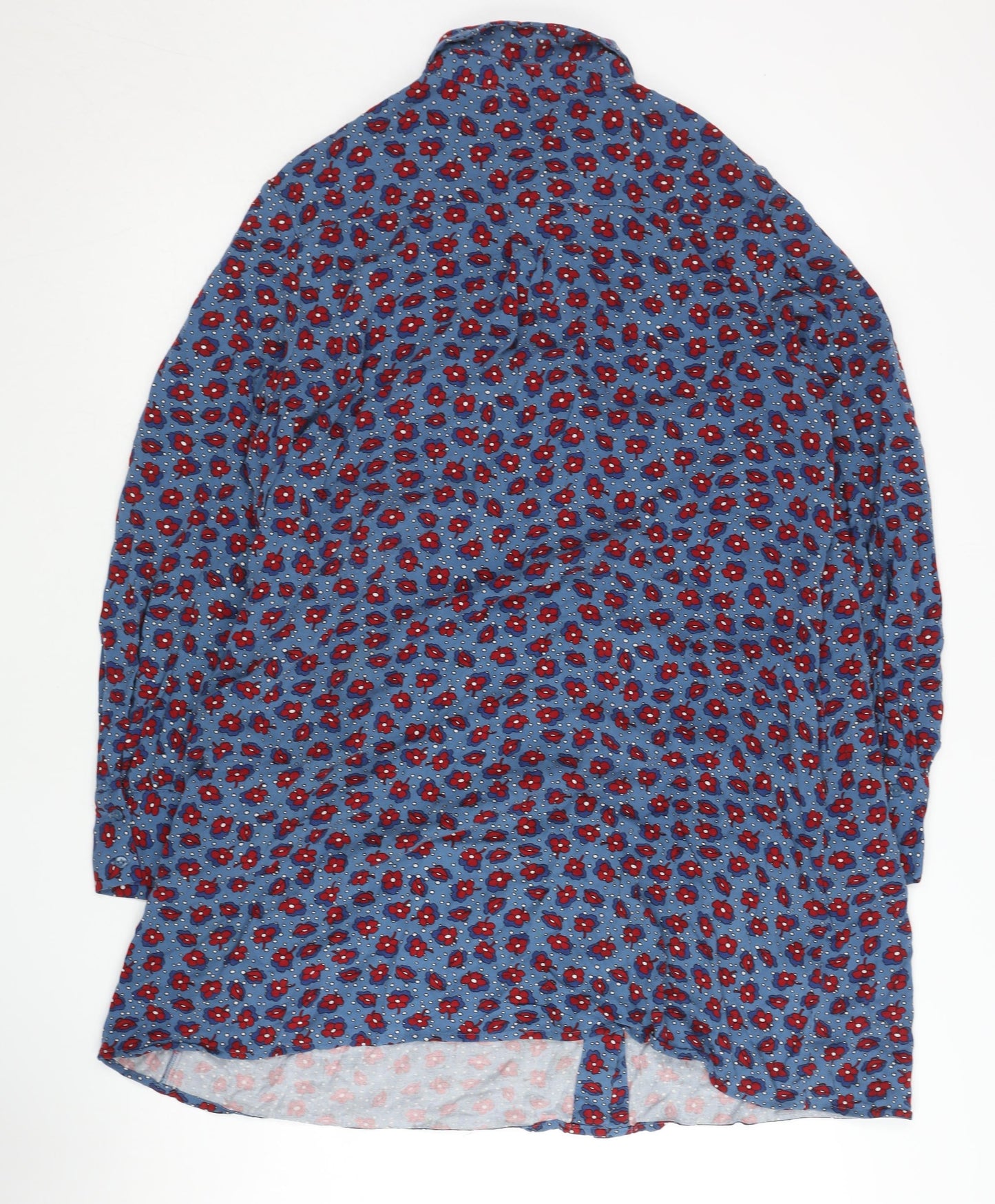 Mango Women's Blue Floral Shirt Dress, Size 14