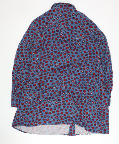 Mango Women's Blue Floral Shirt Dress, Size 14