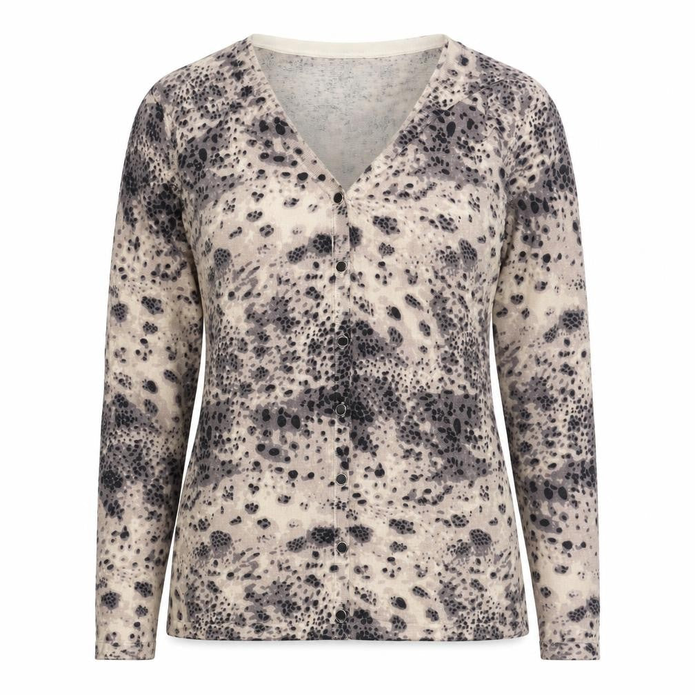 Front view of Roman Originals Women's Animal Print Cardigan S