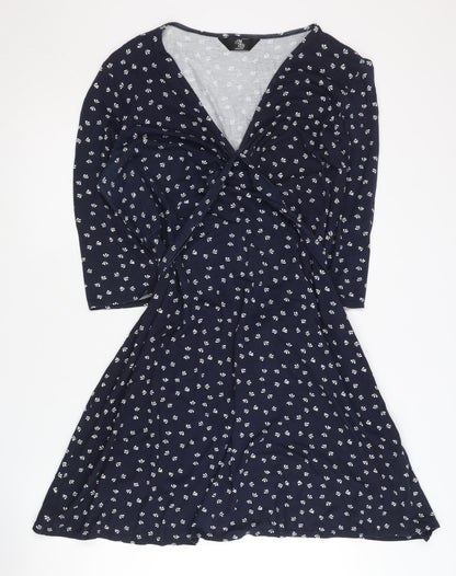 Mothercare Women's Blue Wrap Dress Size 14 Geometric