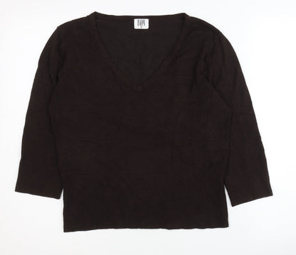 Bay Women's Black V-Neck Jumper Size 16