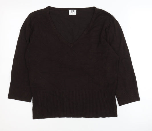 Bay Women's Black V-Neck Jumper Size 16