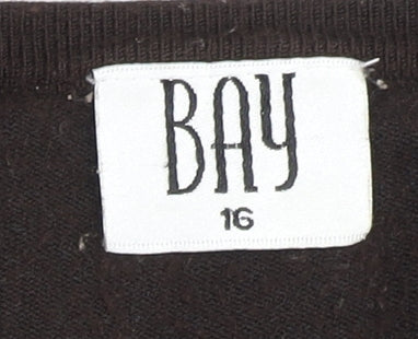 Bay Women's Black V-Neck Jumper Size 16