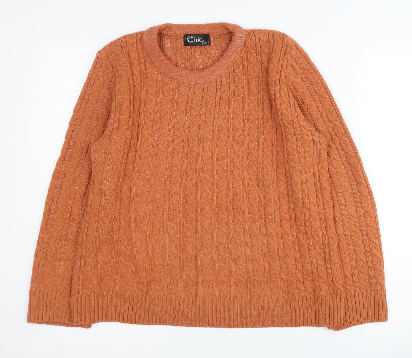 Womens UK Size L CHIC Orange Pullover Jumper