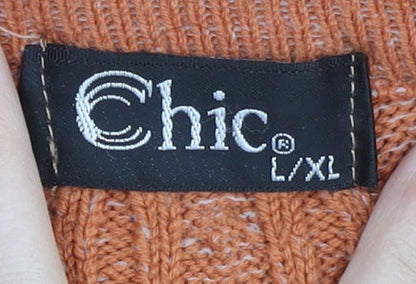 Womens UK Size L CHIC Orange Pullover Jumper