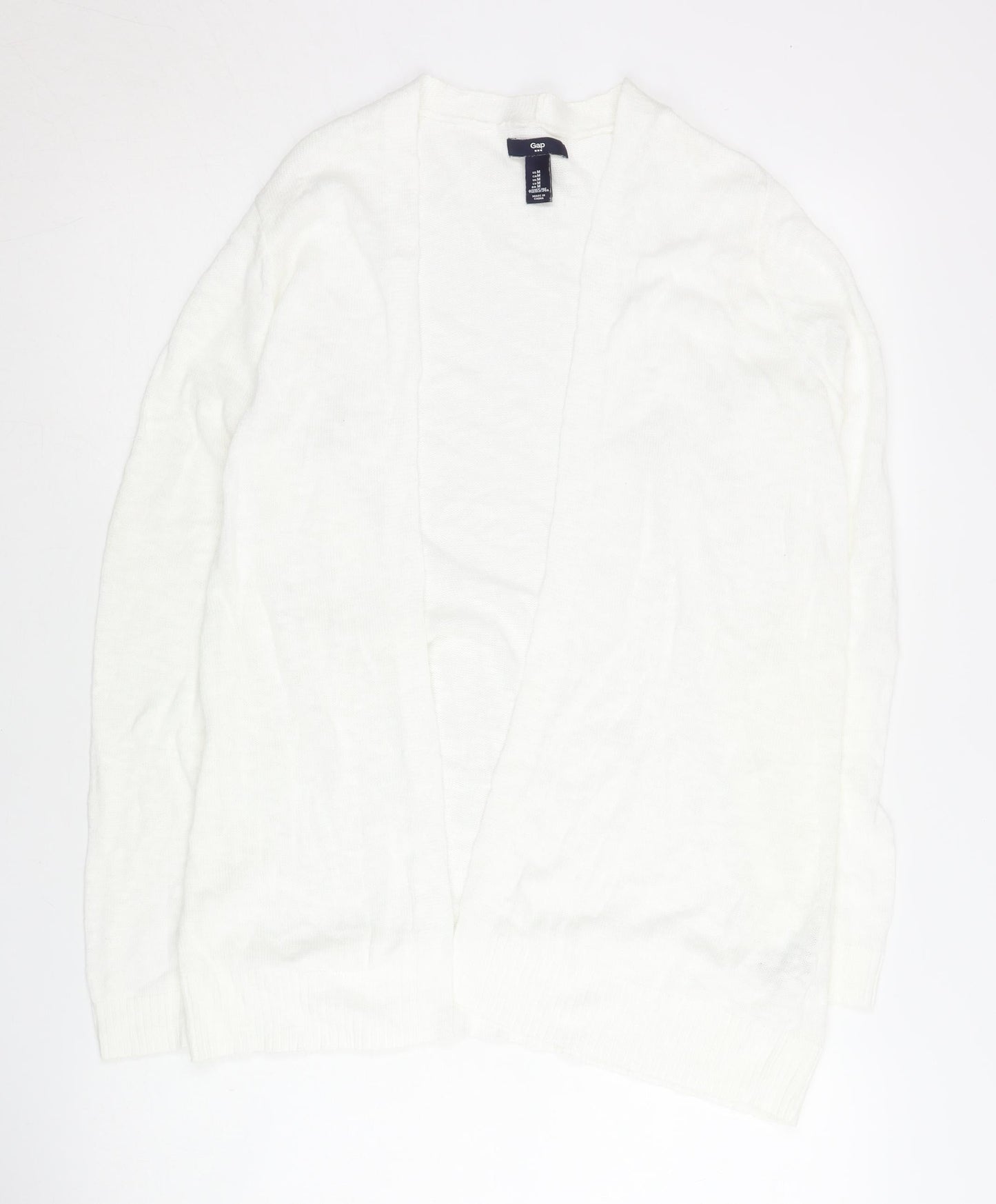 Gap Women's White Open Front Cardigan M, Cotton Viscose