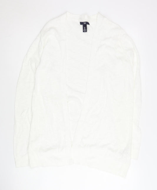 Gap Women's White Open Front Cardigan M, Cotton Viscose