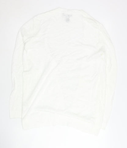 Gap Women's White Open Front Cardigan M, Cotton Viscose