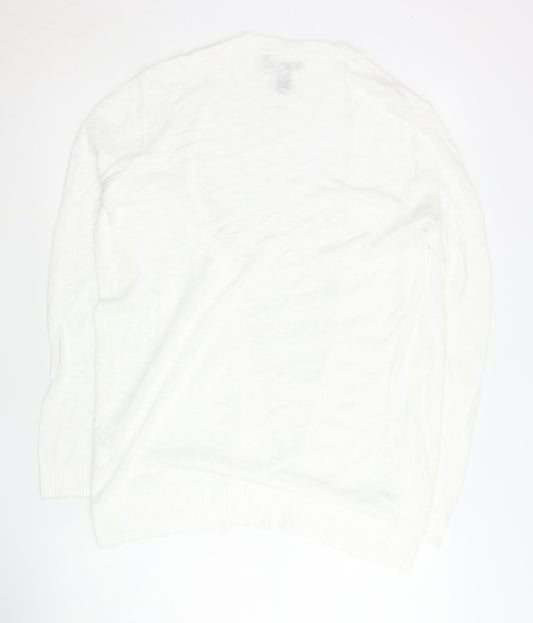 Gap Women's White Open Front Cardigan M, Cotton Viscose