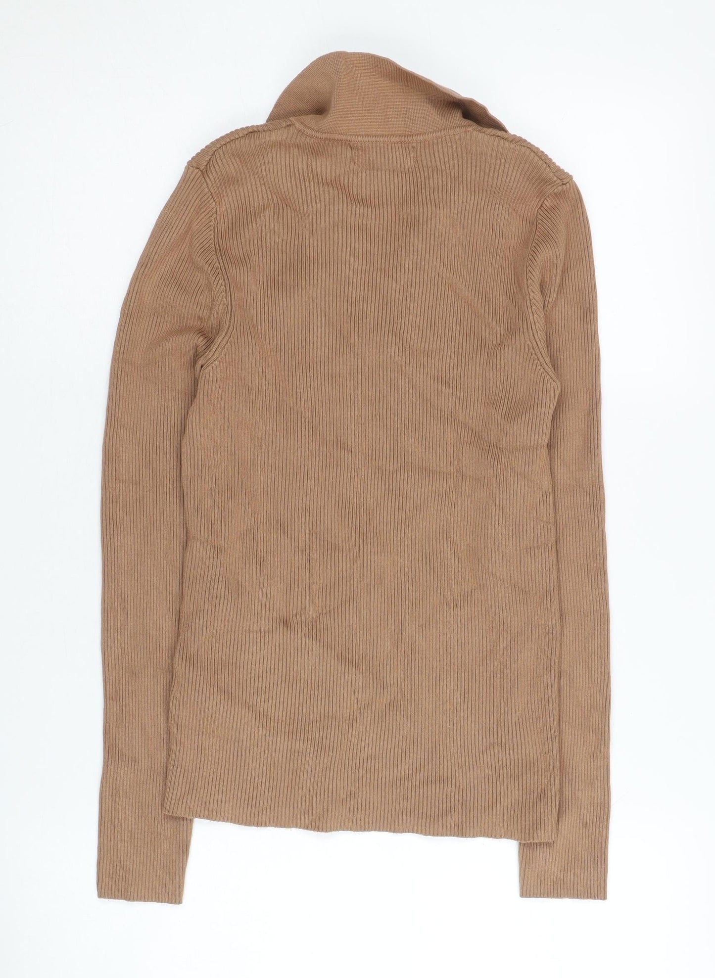 Primark Women Brown Collared Slim Jumper, Size S